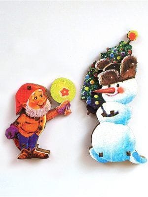 Новогодние игрушки. Снеговик и Гномик