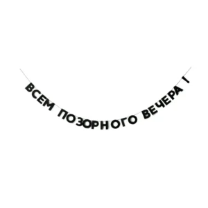 Гирлянда картонная с цитатой "всем позорного вечера!"